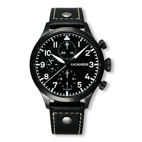 Archimede Pilot Chronograph PVD Black