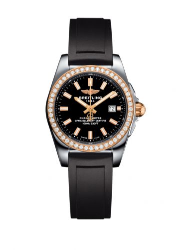 Breitling Galactic 29 Stainless Steel Rose Gold Diamond Trophy Black Rubber