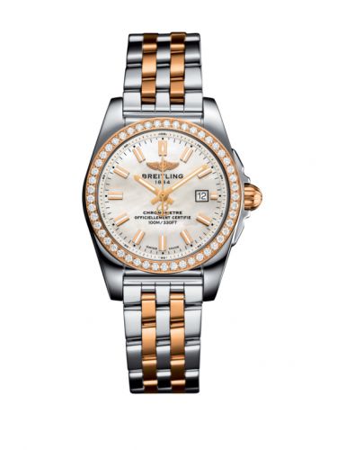 Breitling Galactic 29 Stainless Steel Rose Gold Diamond Pearl Bracelet