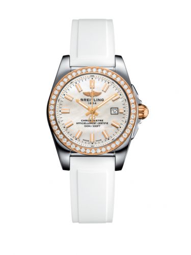 Breitling Galactic 29 Stainless Steel Rose Gold Diamond Pearl Rubber