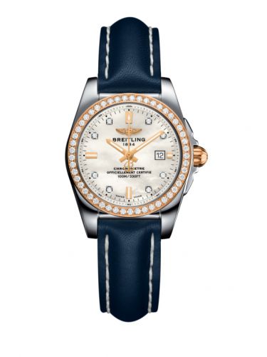 Breitling Galactic 29 Stainless Steel Rose Gold Diamond Pearl Diamond Calf