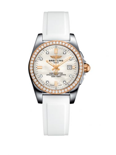 Breitling Galactic 29 Stainless Steel Rose Gold Diamond Pearl Diamond Rubber