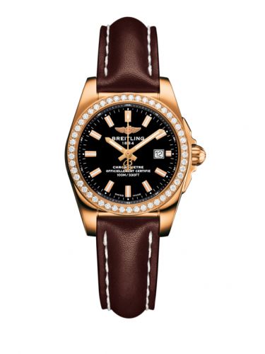 Breitling Galactic 29 Rose Gold Diamond Trophy Black Calf