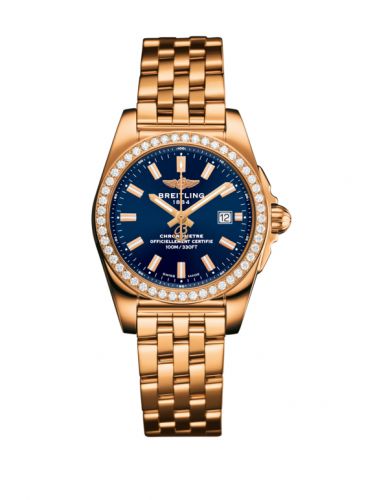 Breitling Galactic 29 Rose Gold Diamond Horizon Blue Bracelet
