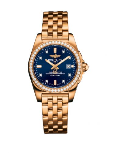 Breitling Galactic 29 Rose Gold Diamond Horizon Blue Diamond Bracelet