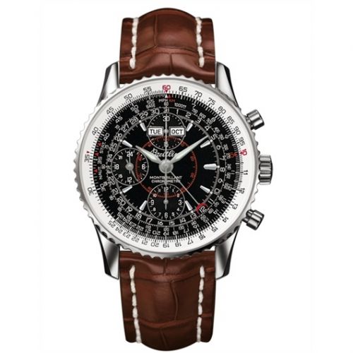Breitling Montbillant Datora Black Brown Alligator