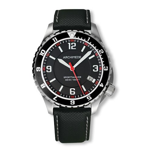 Archimede SportTaucher GMT Stainless Steel Black Leather
