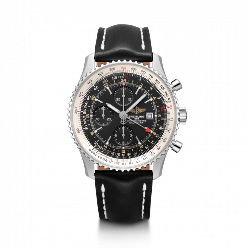 Breitling Navitimer World Stainless Steel Black Calf Pin