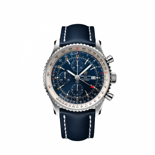 Breitling Navitimer 1 Chronograph GMT Stainless Steel Blue Calf Folding