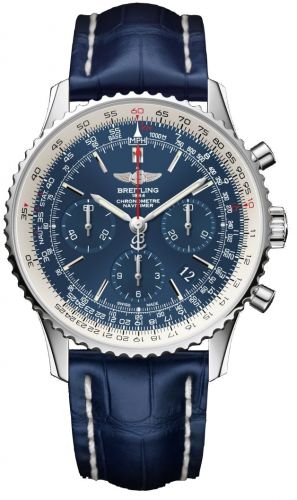 Breitling Navitimer 01 43 Stainless Steel Blue Sky Croco Pin