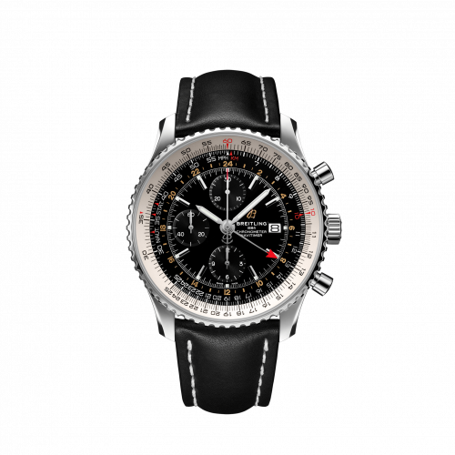 Breitling Navitimer 1 Chronograph GMT Stainless Steel Black Calf Pin