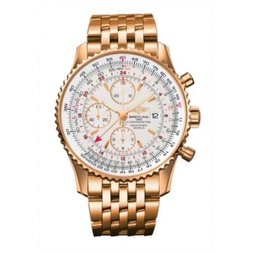Breitling Navitimer World Red Gold Silver Bracelet