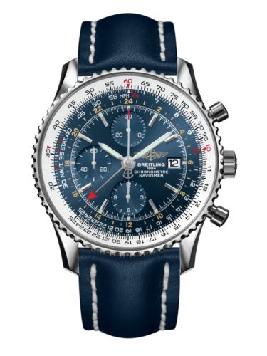 Breitling Navitimer World Stainless Steel Blue Calf Pin