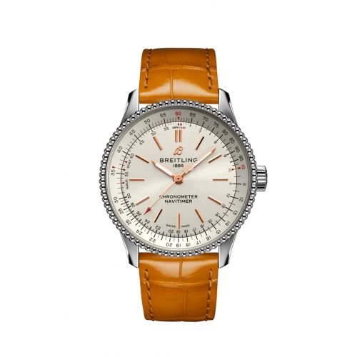 Breitling Navitimer 1 35 Automatic Stainless Steel Silver Croco Folding
