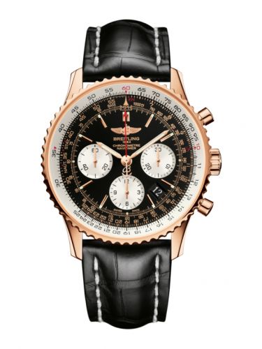 Breitling Navitimer 01 43 Red Gold Black Alligator Pin