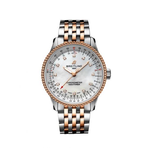 Breitling Navitimer 1 35 Automatic Stainless Steel Red Gold MOP Bracelet