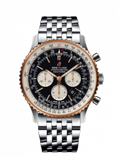 Breitling Navitimer 1 B01 Chronograph 46 Stainless Steel Red Gold Black Bracelet