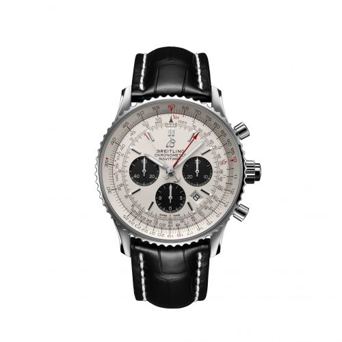 Breitling Navitimer Rattrapante Stainless Steel Silver Alligator Folding