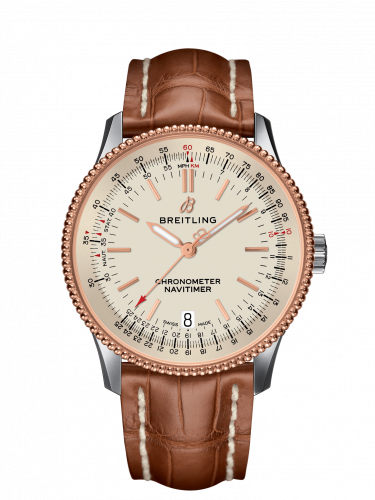 Breitling Navitimer 1 38 Automatic Stainless Steel Red Gold Silver Croco Pin