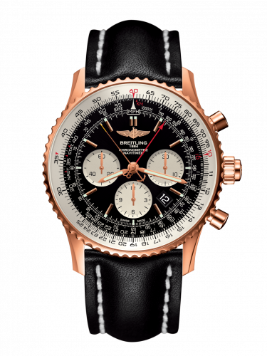 Breitling Navitimer Rattrapante Red Gold Black Calf Pin