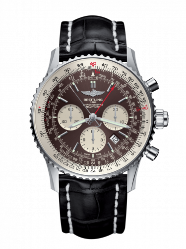 Breitling Navitimer Rattrapante Stainless Steel Panamerican Bronze Croco Folding
