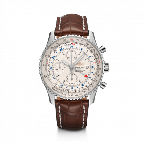 Breitling Navitimer World Stainless Steel Silver Croco Pin
