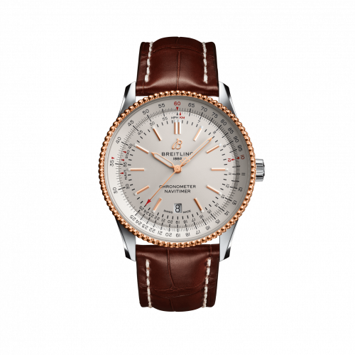 Breitling Navitimer Automatic 41 Automatic Stainless Steel Rose Gold Silver Croco Pin