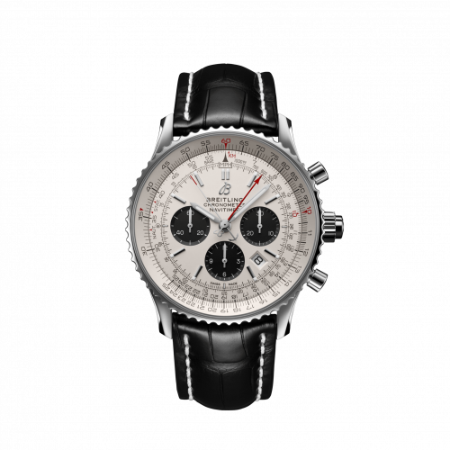 Breitling Navitimer Rattrapante Stainless Steel Silver Croco Pin
