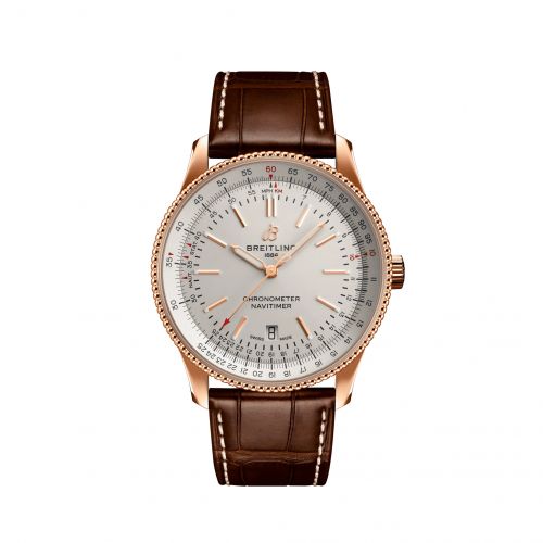 Breitling Navitimer Automatic 41 Automatic Red Gold Silver Croco Pin