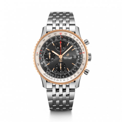 Breitling Navitimer 1 Chronograph 41 Stainless Steel Red Gold Black Bracelet