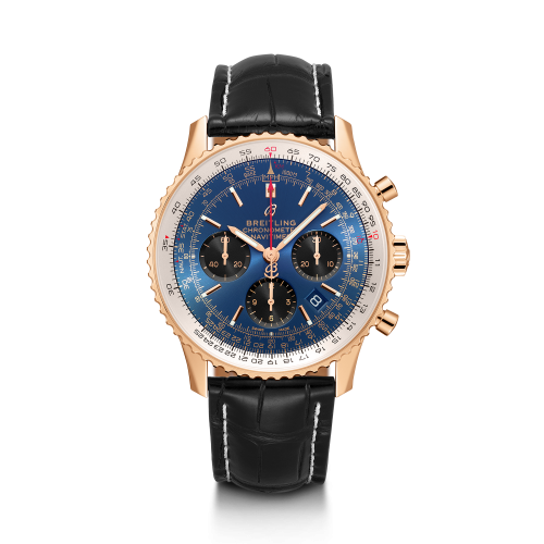 Breitling Navitimer 1 B01 Chronograph 43 Red Gold Blue Croco Folding