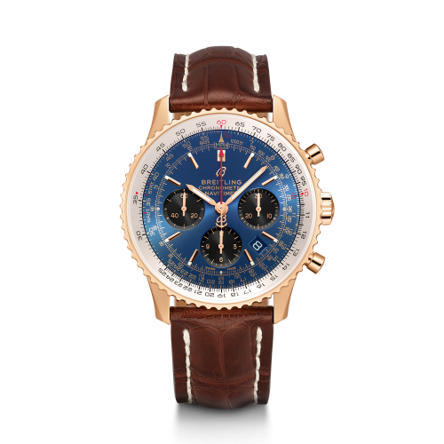 Breitling Navitimer 1 B01 Chronograph 43 Red Gold Blue Croco Folding