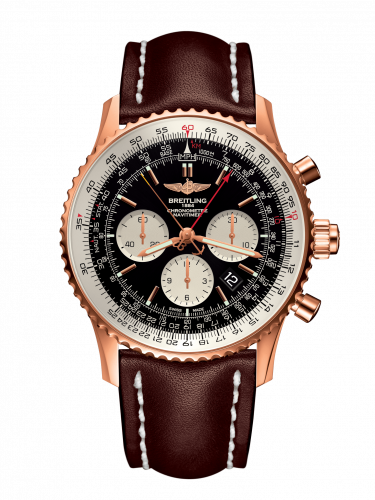 Breitling Navitimer Rattrapante Red Gold Black Calf Pin