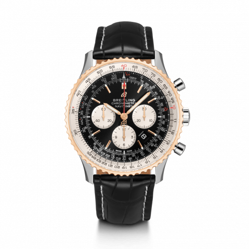 Breitling Navitimer 1 B01 Chronograph 46 Stainless Steel Red Gold Black Croco Folding