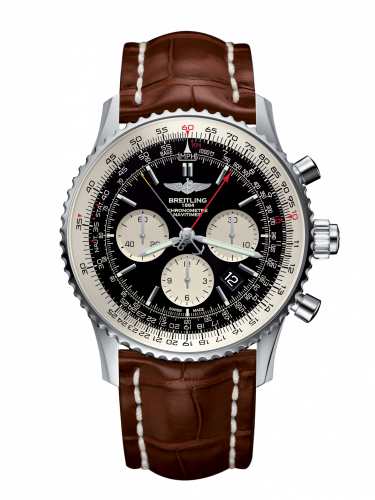 Breitling Navitimer Rattrapante Stainless Steel Black Croco Folding