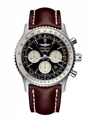 Breitling Navitimer Rattrapante Stainless Steel Black Calf Pin