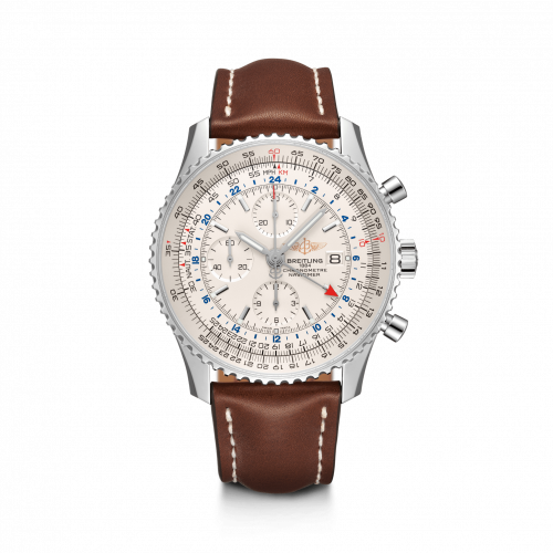 Breitling Navitimer World Stainless Steel Silver Calf Pin