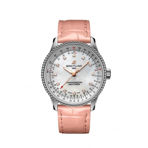Breitling Navitimer 1 35 Automatic Stainless Steel MOP Croco Pin