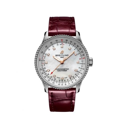 Breitling Navitimer 1 35 Automatic Stainless Steel MOP Croco Pin