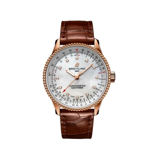 Breitling Navitimer 1 35 Automatic Red Gold MOP Croco Pin