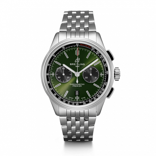 Breitling Premier B01 Chronograph 42 Bentley Stainless Steel Green Calf Bracelet