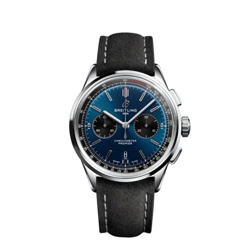 Breitling Premier B01 Chronograph 42 Stainless Steel Blue Anthracite Nubuck Folding
