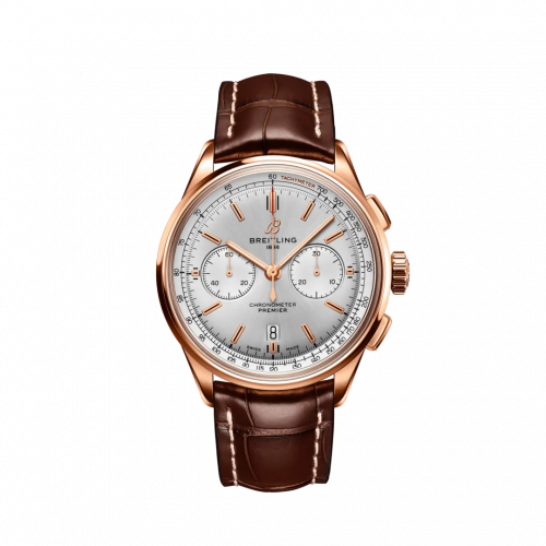 Breitling Premier B01 Chronograph 42 Red Gold Silver Alligator
