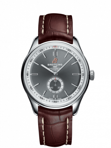 Breitling Premier Automatic 40 Stainless Steel Anthracite Croco Brown Tang