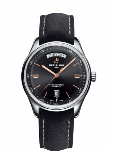 Breitling Premier Automatic Day & Date 40 Stainless Steel Black Nubuck Anthracite Tang