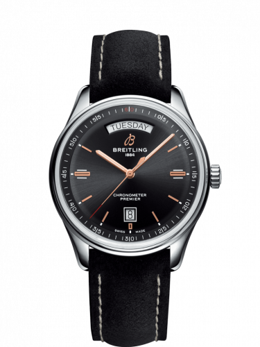 Breitling Premier Automatic Day & Date 40 Stainless Steel Black Nubuck Black Tang