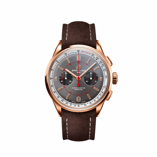 Breitling Premier B01 Chronograph 42 Red Gold Grey Nubuck Wheels & Waves