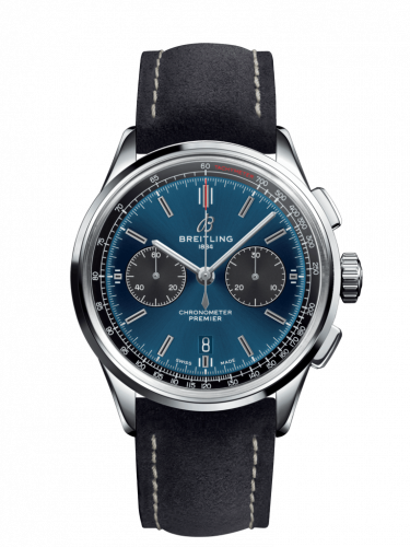 Breitling Premier B01 Chronograph 42 Stainless Steel Blue Anthracite Nubuck Pin