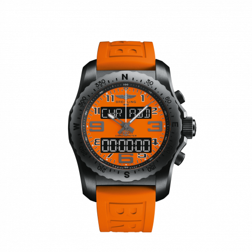 Breitling Cockpit B50 Night Mission Orange Rubber Folding Orbiter