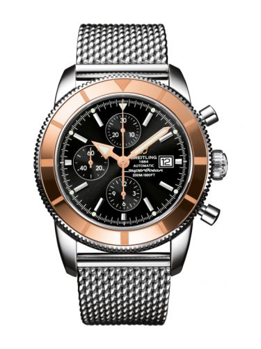 Breitling Superocean Heritage 46 Chronograph Stainless Steel Red Gold Black Milanese